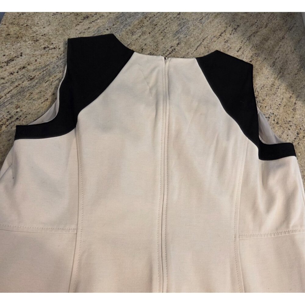 Talbots Size 16WP Black Cream Sheath Sleeveless Dress Petite Knee Length - Picture 11 of 15